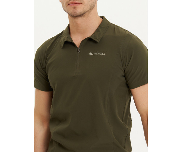 Футболка поло мужская темно-зеленого цвета 93424TZ