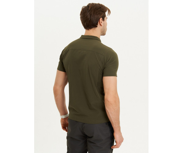 Футболка поло мужская темно-зеленого цвета 93424TZ