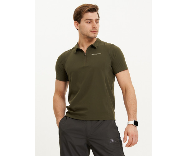 Футболка поло мужская темно-зеленого цвета 93424TZ