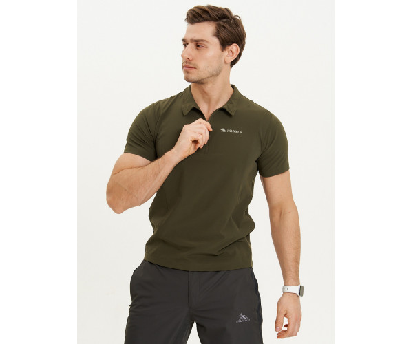 Футболка поло мужская темно-зеленого цвета 93424TZ