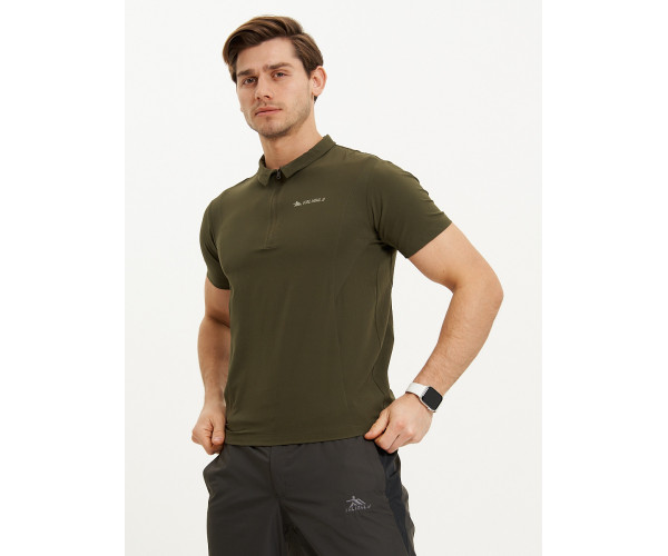 Футболка поло мужская темно-зеленого цвета 93424TZ