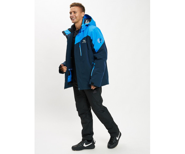 Горнолыжная куртка мужская большого размера синего цвета 77029S