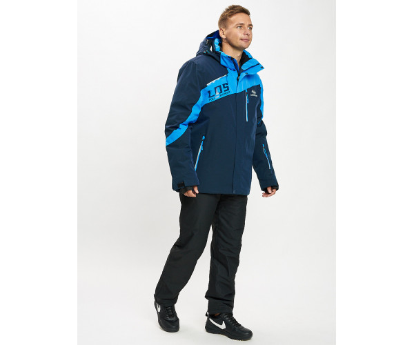 Горнолыжная куртка мужская большого размера синего цвета 77029S