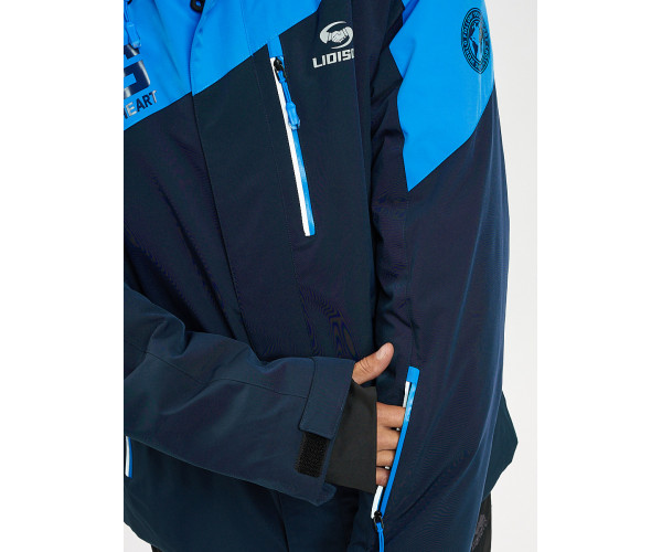 Горнолыжная куртка мужская большого размера синего цвета 77029S