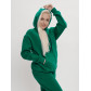 Трикотажный спортивный костюм женский с начесом темно-зеленого цвета 1084TZ