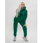 Трикотажный спортивный костюм женский с начесом темно-зеленого цвета 1084TZ