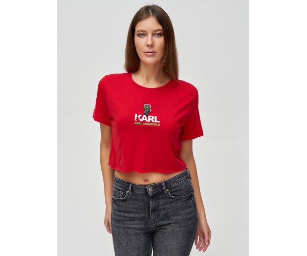 Топ футболка женская красного цвета 9008Kr