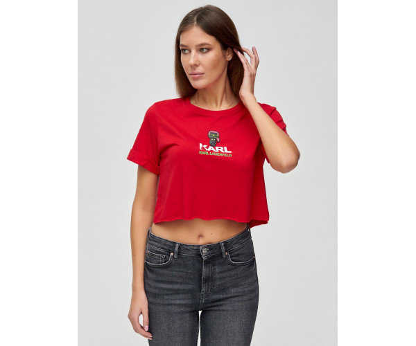 Топ футболка женская красного цвета 9008Kr