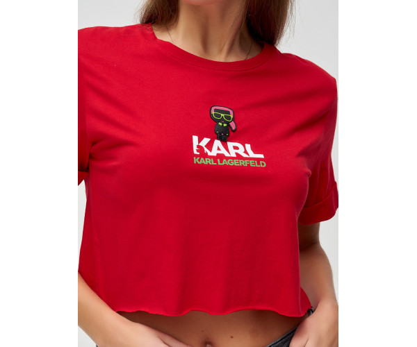 Топ футболка женская красного цвета 9008Kr