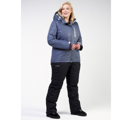Женский зимний костюм горнолыжный большого размера синего цвета 021982S