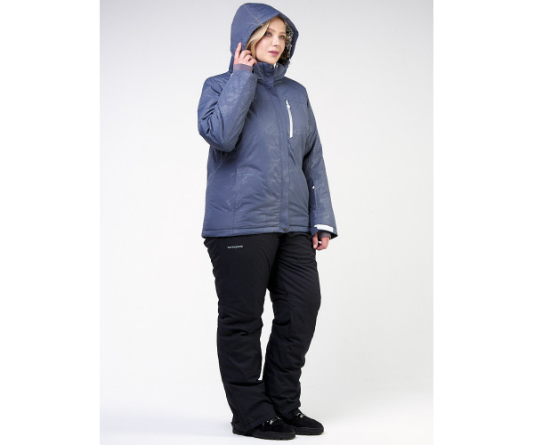 Женский зимний костюм горнолыжный большого размера синего цвета 021982S