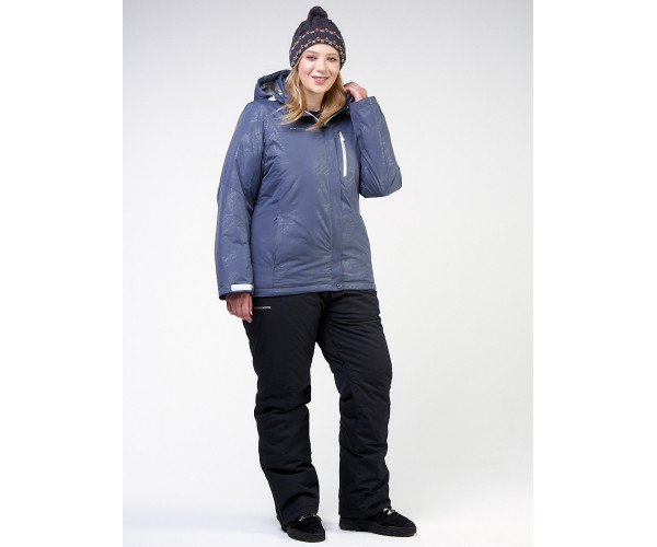 Женский зимний костюм горнолыжный большого размера синего цвета 021982S