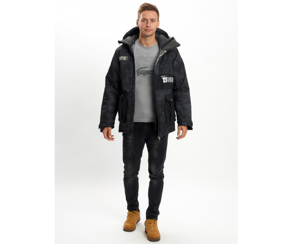 Молодежная зимняя куртка мужская черного цвета 059Ch