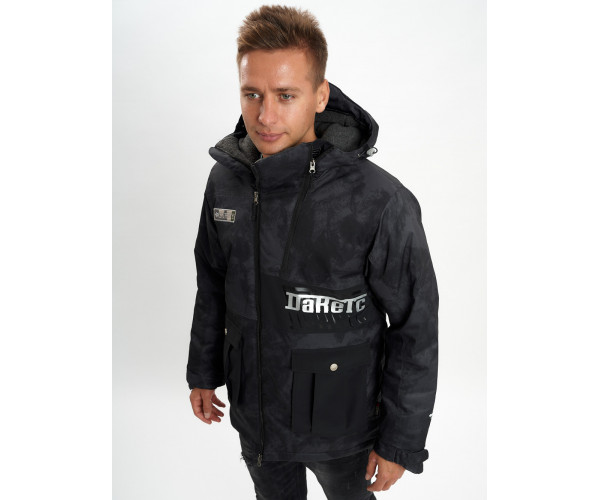 Молодежная зимняя куртка мужская черного цвета 059Ch
