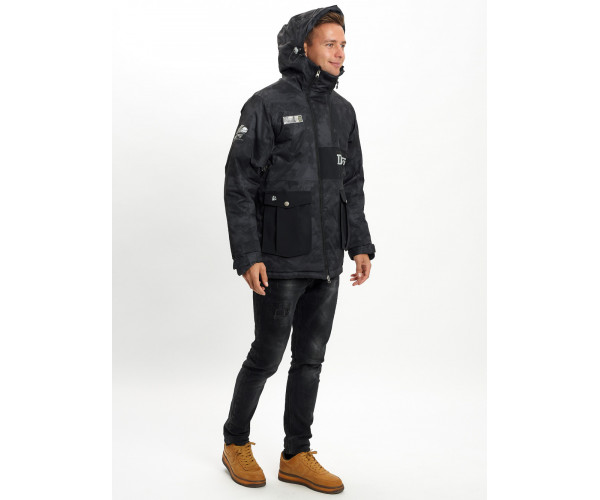 Молодежная зимняя куртка мужская черного цвета 059Ch