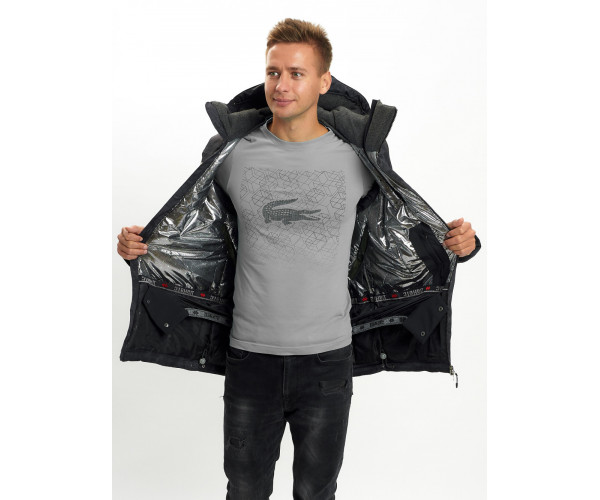 Молодежная зимняя куртка мужская черного цвета 059Ch