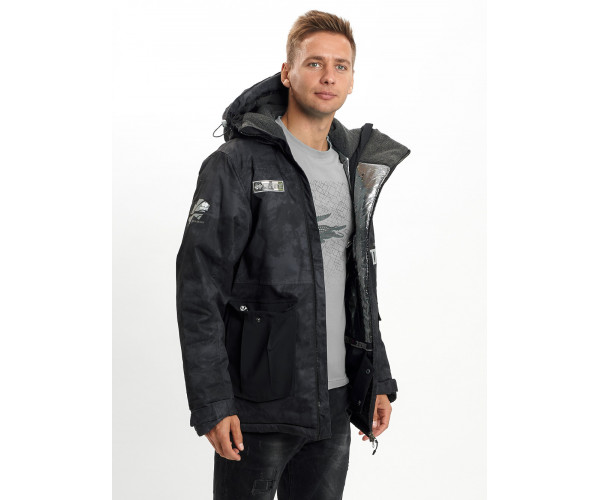 Молодежная зимняя куртка мужская черного цвета 059Ch
