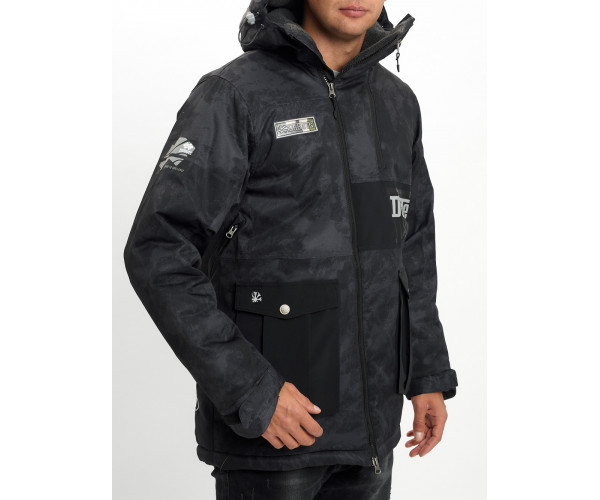 Молодежная зимняя куртка мужская черного цвета 059Ch