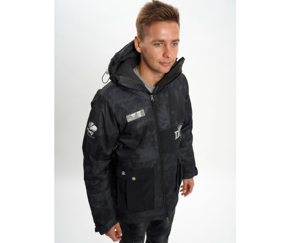 Молодежная зимняя куртка мужская черного цвета 059Ch