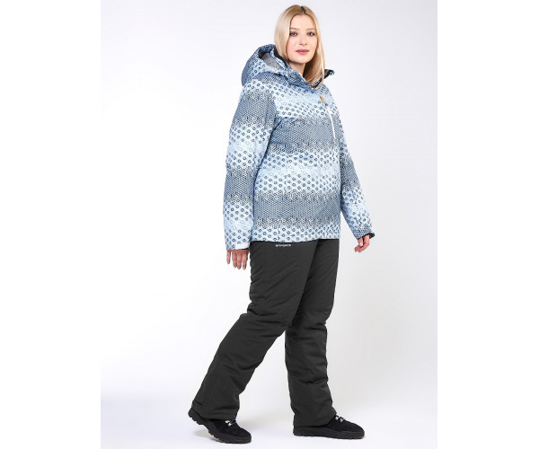 Женский зимний костюм горнолыжный большого размера серого цвета 01830Sr