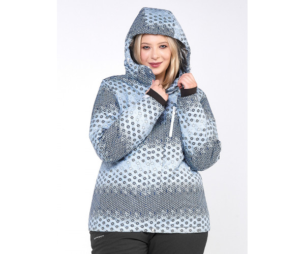 Женский зимний костюм горнолыжный большого размера серого цвета 01830Sr