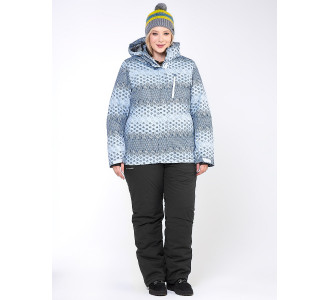 Женский зимний костюм горнолыжный большого размера серого цвета 01830Sr