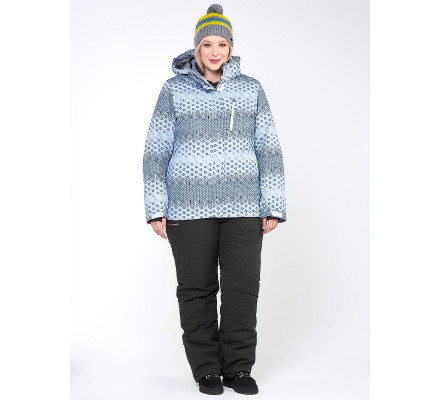 Женский зимний костюм горнолыжный большого размера серого цвета 01830Sr