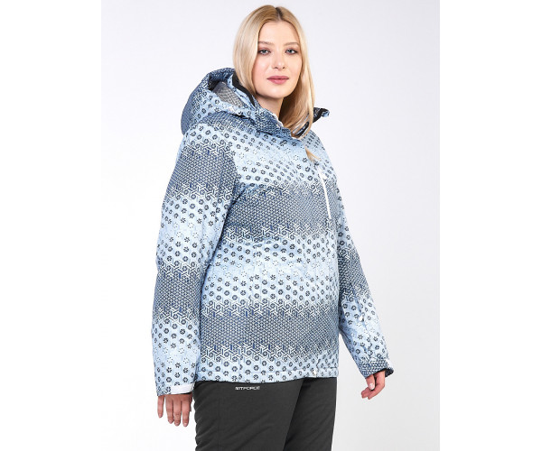 Женский зимний костюм горнолыжный большого размера серого цвета 01830Sr