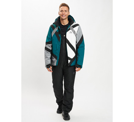Горнолыжный костюм мужской темно-зеленого цвета 077015TZ