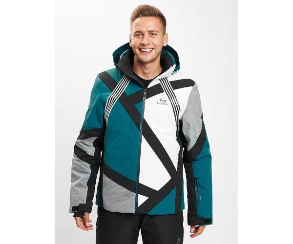 Горнолыжный костюм мужской темно-зеленого цвета 077015TZ