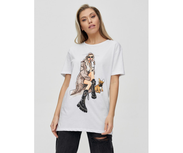 Женская туника с принтом белого цвета 4296Bl
