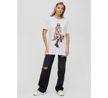 Женская туника с принтом белого цвета 4296Bl