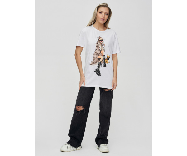 Женская туника с принтом белого цвета 4296Bl