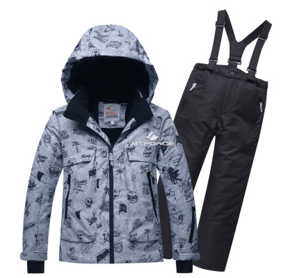 Подростковый для мальчика зимний костюм горнолыжный серого цвета 8819Sr