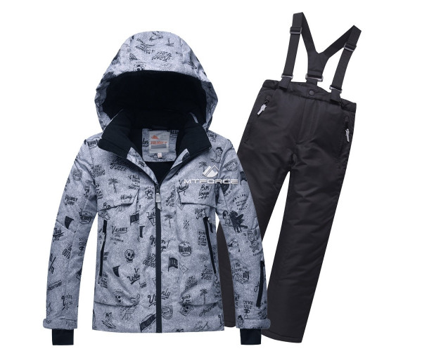 Подростковый для мальчика зимний костюм горнолыжный серого цвета 8819Sr
