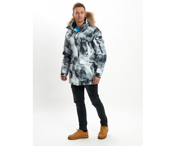 Mолодежная зимняя куртка мужская серого цвета 737Sr
