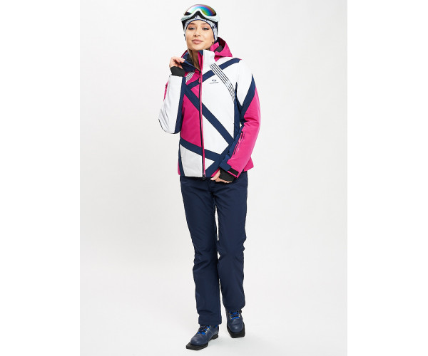 Горнолыжный костюм женский розового цвета 077031R