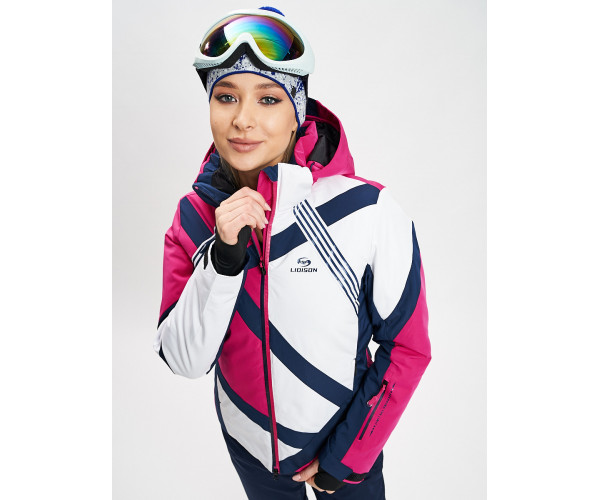 Горнолыжный костюм женский розового цвета 077031R
