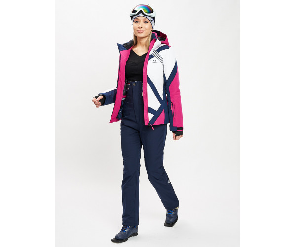 Горнолыжный костюм женский розового цвета 077031R