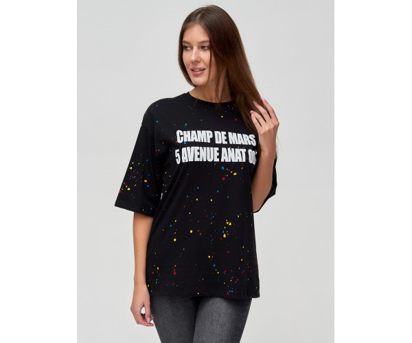 Женские футболки с надписями черного цвета 76029Ch