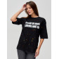 Женские футболки с надписями черного цвета 76029Ch