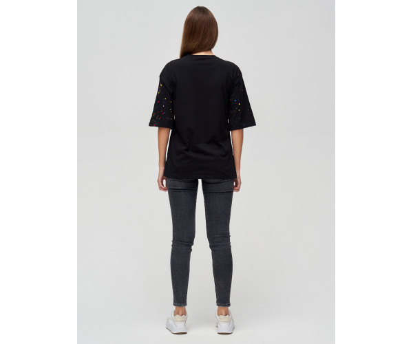 Женские футболки с надписями черного цвета 76029Ch