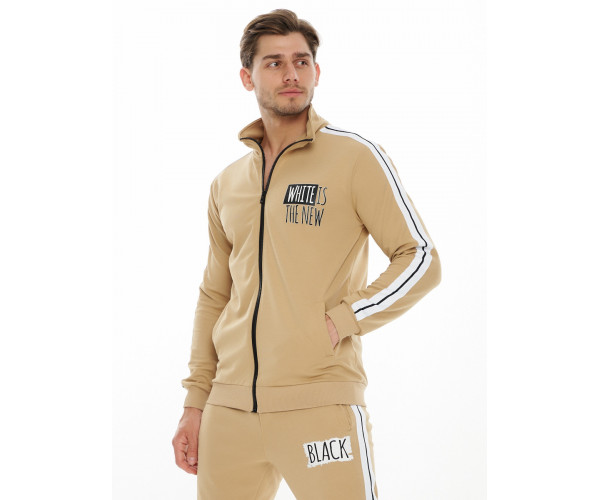 Спортивный костюм трикотажный бежевого цвета 9153B