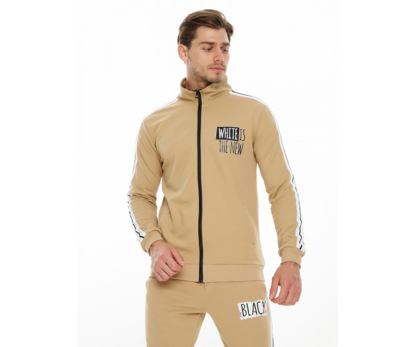 Спортивный костюм трикотажный бежевого цвета 9153B