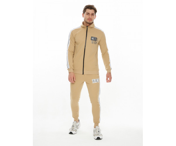 Спортивный костюм трикотажный бежевого цвета 9153B
