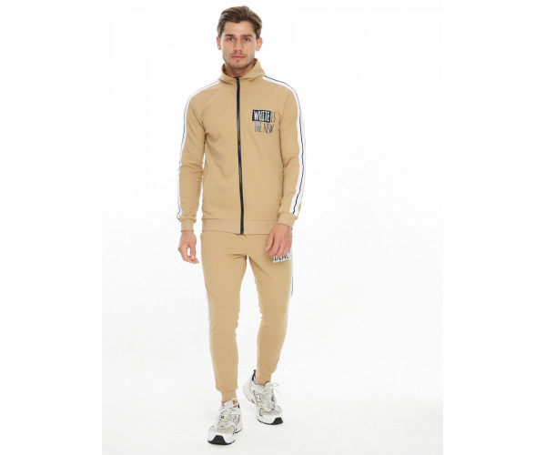 Спортивный костюм трикотажный бежевого цвета 9153B