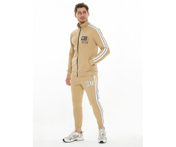 Спортивный костюм трикотажный бежевого цвета 9153B