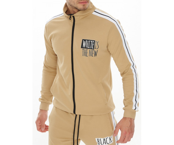 Спортивный костюм трикотажный бежевого цвета 9153B