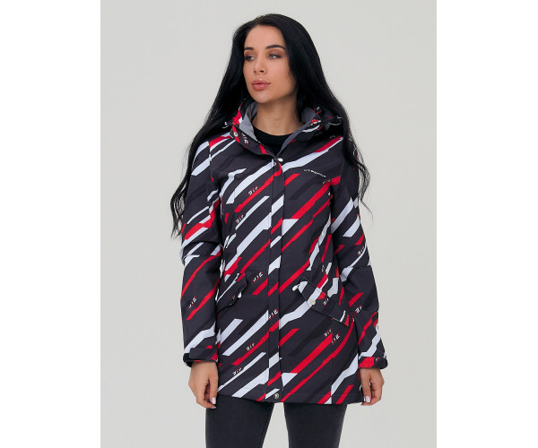 Женская осенняя весенняя парка softshell красного цвета 19221Kr