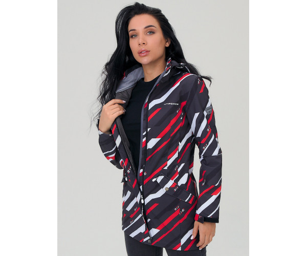 Женская осенняя весенняя парка softshell красного цвета 19221Kr